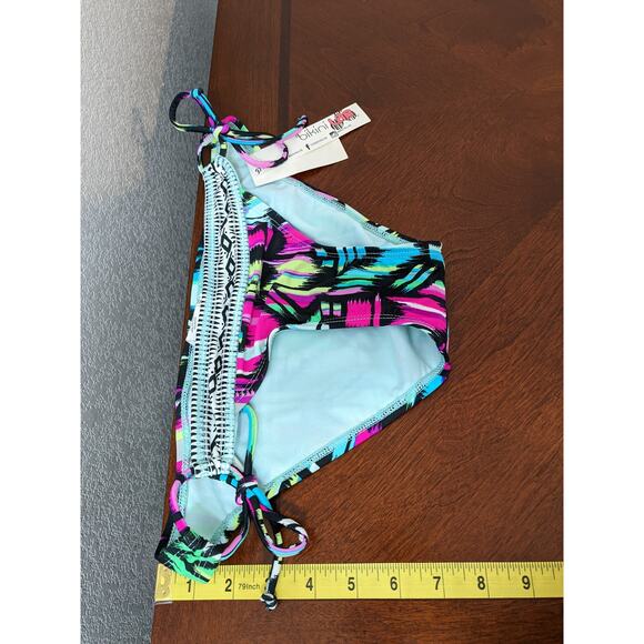 Bikini Lab‎ Swimsuit Bottom Small Pink Blue String Bikini Aztec Geometric Print - Picture 7 of 8
